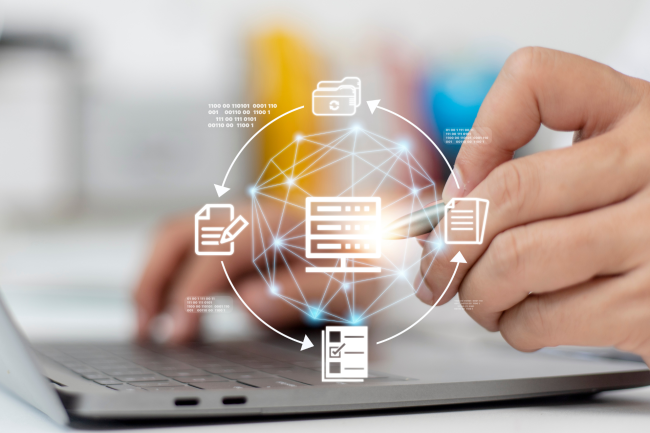 Data processing_Hands working at laptop